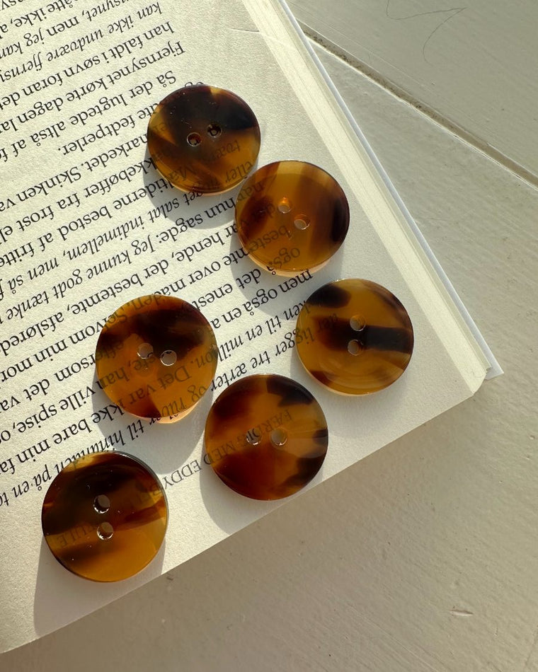 2-hole galalith button Ø25 mm - Dark brown - 1 pc