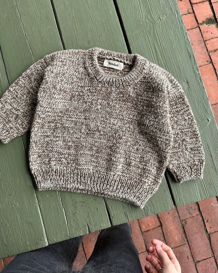 Barn iført lysebrun og hvid Melange Sweater Baby