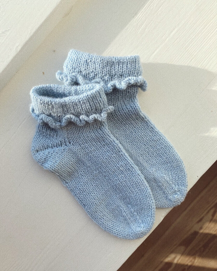 Detaljebillede af lyseblå Ruffle Socks Junior 