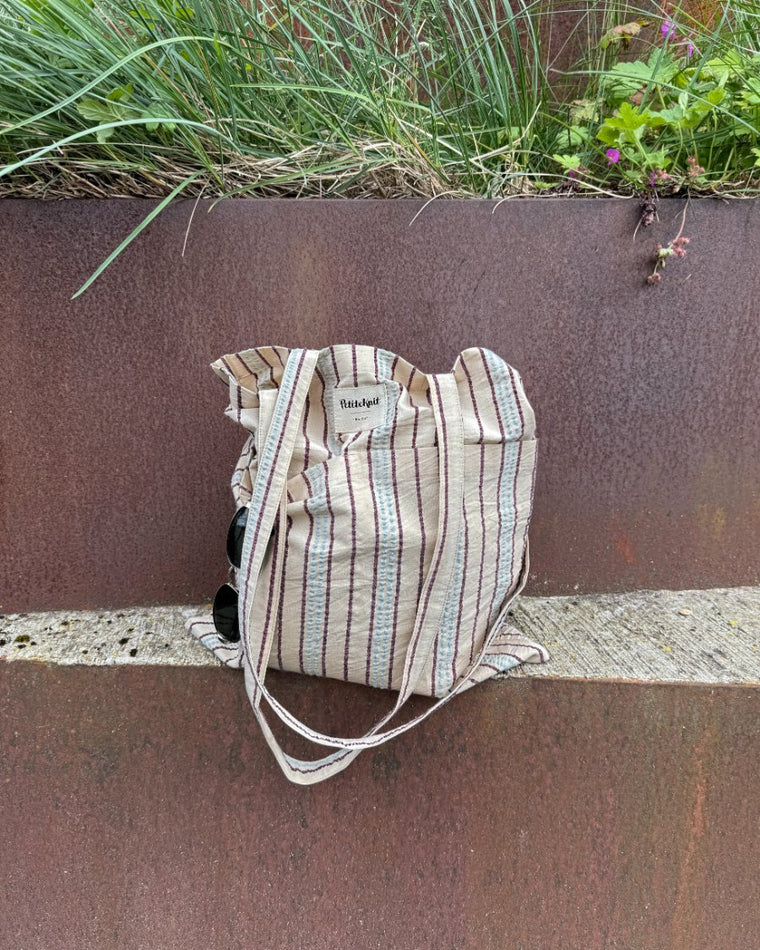 Knitter's Tote Bag - Seersucker Twin Stripe