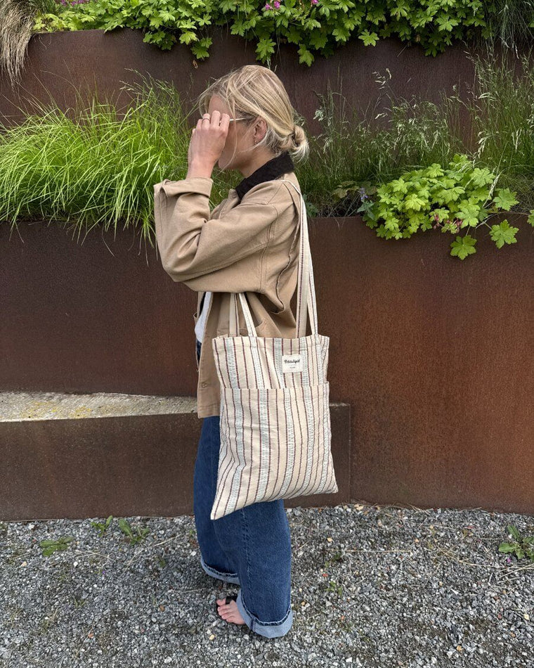 Knitter's Tote Bag - Seersucker Twin Stripe